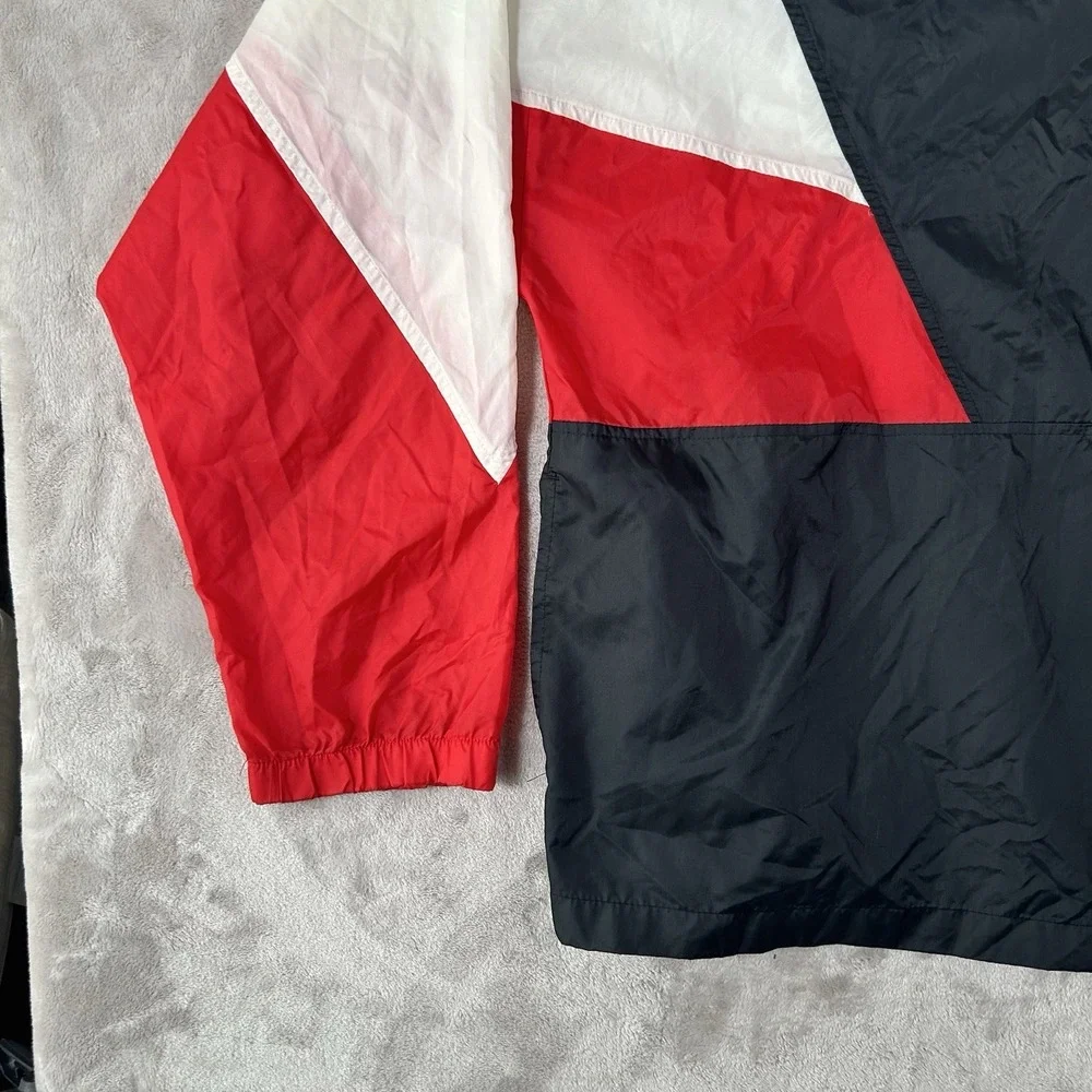 Vintage 80s Nike Windbreaker Jacket XL BRED Colorblock V-Panel Half Zip Retro